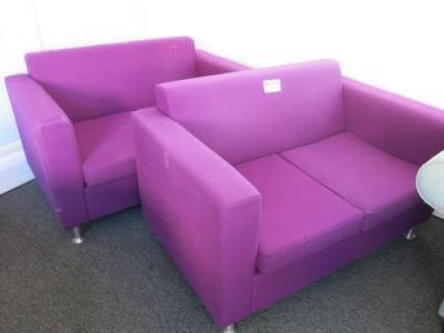 2 x Triumph Furniture Purple Fabric Sofa's with Brushed Metal Feet. (Condition As Pictured/Viewed)