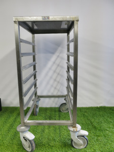 Bourgeat 6 Shelf Stainless Steel Trolly on Wheels. Size H90 x W39 x D56cm.