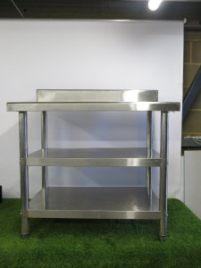 Royal Catering Stainless Steel Prep Table with 2 Shelves Under. Size H97 x W100 x D60cm.