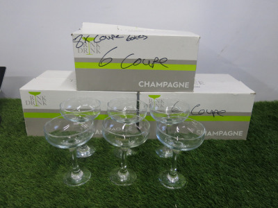 4 x Boxes of 6 x Glass Champagne Saucers.