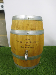 Woodford Reserve Barrel with Tap. Comes with Stainless Steel Container for Contents.