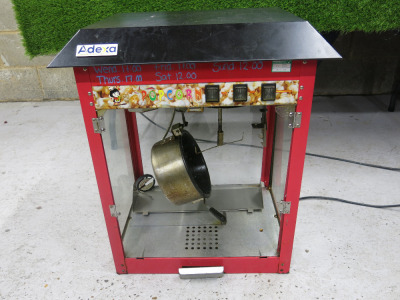 Adexia Popcorn Machine, Model PC803. NOTE: unable to power up & missing back door for spares or repair A/F.