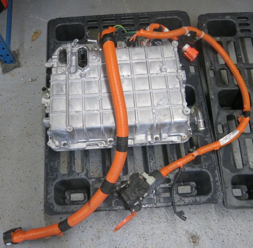 Lot of assorted EV Car Parts to Include:* Panasonic Corp Power Convertor, Model 292C0 5SH1B, REF - CE-CN27XA4J. Electric Source 100V-240V, 6.6VA, Output 360V, Water Source 10kPA 65oC, S/N 1283202, DOM 09/2020.* Panasonic Corp Box Assy-Power Converter, Mod