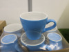 102 x Pieces of Acme & Co Coffee Cups & Saucers to Include: 11 x Green Cappuccino Cups, 27 x Green Cappuccino Saucers, 9 x Green Espresso Cups, 20 x Green Espresso Saucers, 17 x Blue Cappuccino Cups & 18 x Blue Espresso Cups. - 4