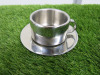 3 x Casalinghi Stainless Steel Assorted Size Coffee Cups & Saucers & 2 x Bowls with 1 x Lid. - 5