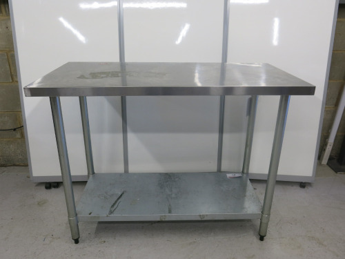 Nisbets Stainless Steel Prep Table with Shelf Under. Size H90 x W120 x D60cm.