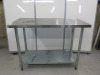 Nisbets Stainless Steel Prep Table with Shelf Under. Size H90 x W120 x D60cm.