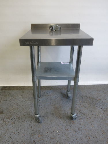 Stainless Steel Prep Table with Shelf Under on Castors. Size H98 x W60 x D60cm . Note: 1 x castor requires attention.