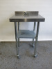Stainless Steel Prep Table with Shelf Under on Castors. Size H98 x W60 x D60cm . Note: 1 x castor requires attention.