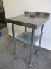 Stainless Steel Prep Table with Shelf Under on Castors. Size H98 x W60 x D60cm . Note: 1 x castor requires attention. - 2