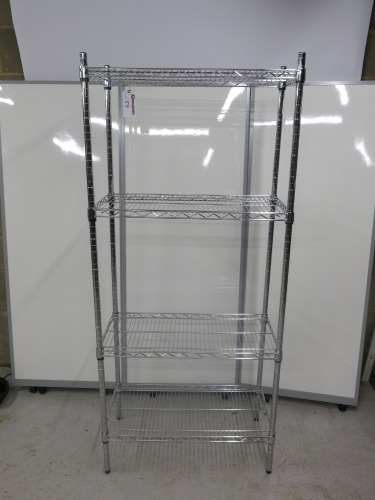 4 Shelf Chrome Wire Rack. Size H182 x W80 x D40cm.