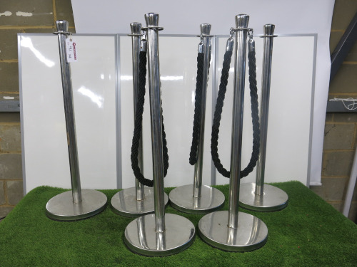 6 x Metal Crowd Control Barriers with 3 x Black Twist Rope.