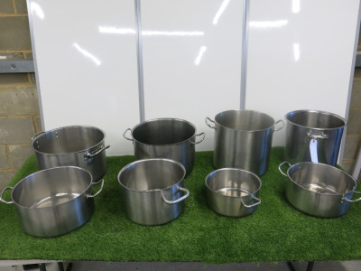 8 x Assorted Sized Stock Pots.