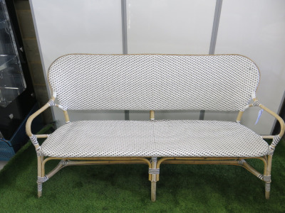 Sika Design Rattan Sofas on Wooden Frame in White & Grey. Size H90 x W155 x D55cm.