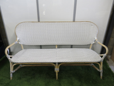 Sika Design Rattan Sofas on Wooden Frame in White & Grey. Size H90 x W155 x D55cm.