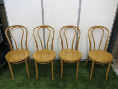 4 x Fameg Natural Bentwood Bistro Chair.