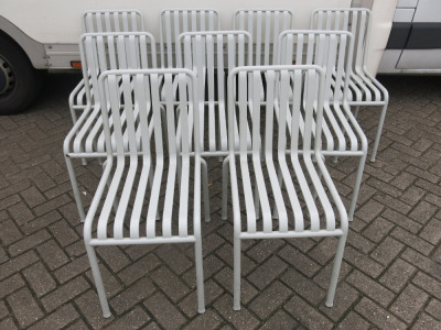 9 x Hay Style Palissade Metal Chair in Powder Coated Light Grey.