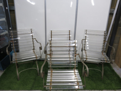 4 x Perspex & Metal Frame Outdoor Chairs.