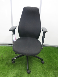 High Back Black Faux Leather Office Swivel Chair. NOTE: end of arm.