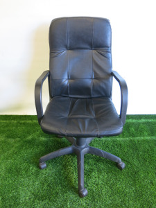 Black Faux Leather Office Swivel Adjustable Chair.