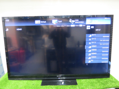 Sharp 70" Aquos Colour LCD TV, Model LC-70LE836E. NOTE: scratch to screen & requires TV remote.