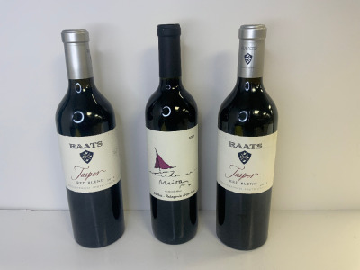 3 x Red Wines to Include: 1 x Miraz Jouem, Malbec Patagonia Argentina, 2022, 75cl & 2 x Raats Jasper, Red Blend, Stellenbosh South Africa, 2021, 75cl.