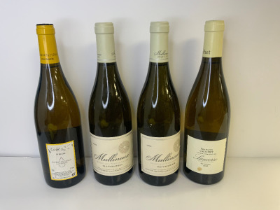 4 x White Wines to include: 1 x Cargol Treu Vi, Vi Blanc, 75 cl. 1 x Francois Crochet, Sancerre, Millesime, 2022, 75cl. 2 x Mullineux Swartland Wine, 75cl.