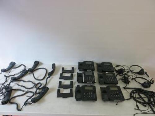 Lot to Include: 6 x Polycom Handsets with Attachments/Leads/Stands. To include 5 x Model VDX300 & 1 x VDX411