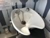 Hair Salon Back Wash Chair with Adjustable Seat, Ceramic Sink and Flexible Spray Unit. Chrome Framed with Black PVC Wipe Clean Seat & Back. - 2