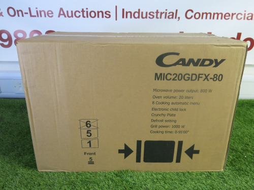 Boxed/New Candy Integrated 800W Microwave, Model MIC20GDFX-80.