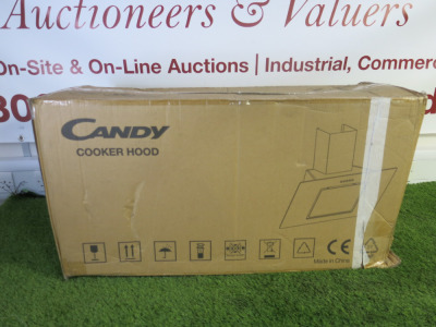 Boxed/New Candy Chimney Cooker Hood, Model CDG9MBGG.