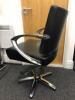 Chrome Framed Hair Stylists, Pump Up, Swivel Chair in Black PVC (Missing Feet) - 2