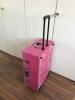 Portable Make Up Professionals Suitcase with Fitted Mirror in Pink, Lights & Fold Out Compartments and Detachable Legs, Pull Out Handle and Wheels. - 6