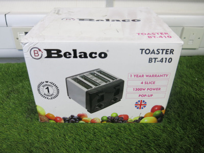 Boxed Belaco 4 Slice Toaster, Model BT-410.