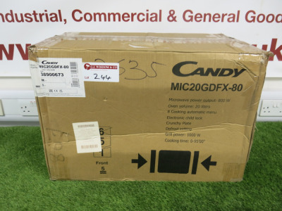 Boxed/New Candy 800w Built in Grill Microwave, Model MIC20GDFX-80.