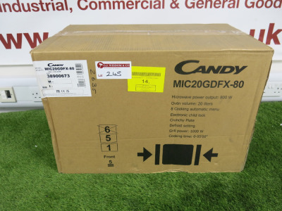 Boxed/New Candy 800w Built in Grill Microwave, Model MIC20GDFX-80.