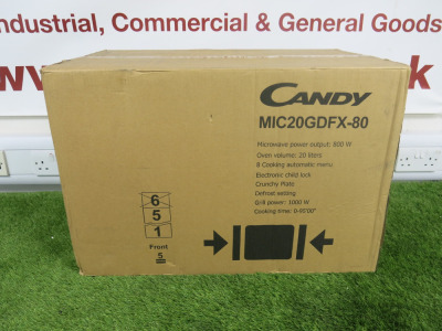 Boxed/New Candy 800w Built in Grill Microwave, Model MIC20GDFX-80.