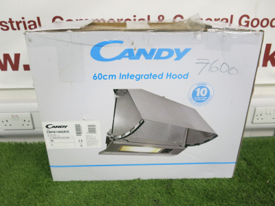 Boxed/New Candy 60cm Integrated Cooker Hood, Model CBP613NGR/S.