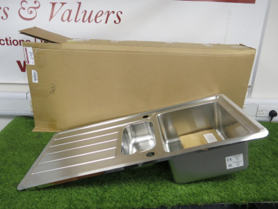 Boxed/New Apollonia 1.5 Stainless Steel Sink & Drainer, Size 100cm.