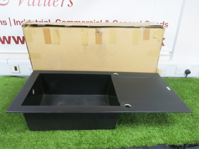 Boxed/New Cooke & Lewis Lavoisier Black Resin 1 Bowl Sink & Drainer, Size 98cm.