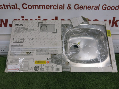 Packaged/New Utility 1 Bowl Stainless Steel Sink & Drainer, Size 94cm.