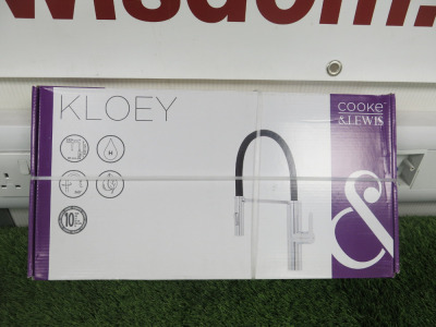 Boxed/New Cooke & Lewis Spring Neck Single Lever Kitchen Mixer Tap, Model Kloey.