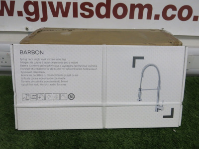 4 x Boxed/New Barbon Spring Neck Single Lever Kitchen Mixer Tap.