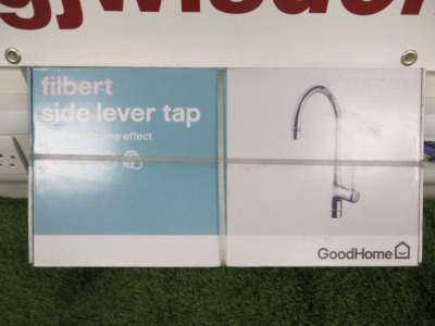 Boxed/New GoodHome Filbert Polished Chrome Effect Side Lever Tap.