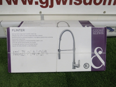 4 x Boxed/New Cooke & Lewis Spring Neck Single Lever Kitchen Mixer Tap, Model Flinter.