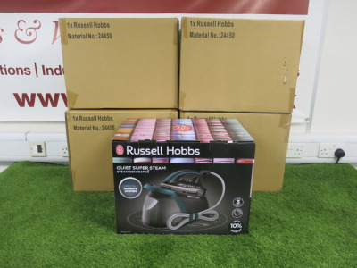 5 x Boxed/New Russell Hobbs Quiet Super Steam Generator Iron, Model 24450.