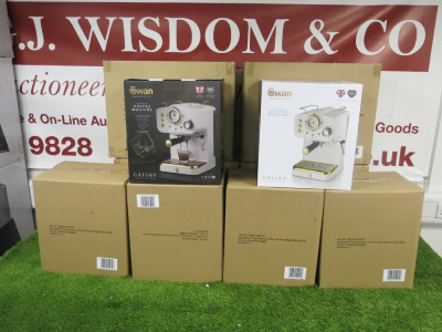 14 x Boxed/New Swan Gatsby Collection Pump Espresso Coffee Machine, Model SK22112WHTN.