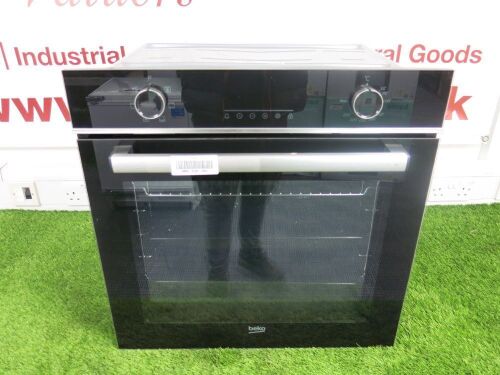 Beko Black & Stainless Steel Built In Oven, Model BBQE24300B,S/N 2310159112. Comes with Rack Supports & 2 x Trays.