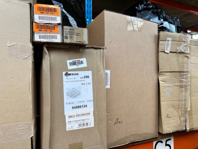 21 x Boxes of Assorted Kitchen Cabinetry & Appliance Accessories to Include: Pull Out Storage Units, Waste Bins, Deep Storage Organisers, Dishwasher Fitting Kits, Larder Basket & Other.