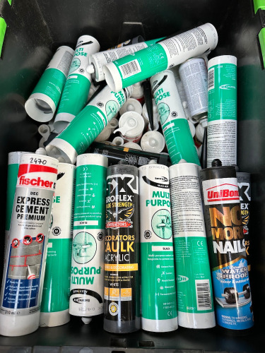 1 x Crate of Assorted Silicanes, Caulks & Bonding Tubes, BBE Expired.